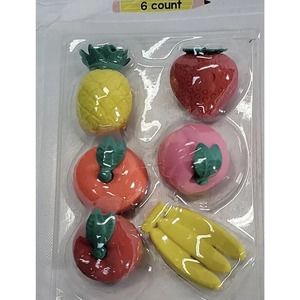 12 Fruit erasers pineapple strawberry orange school supplies teachers rewards
